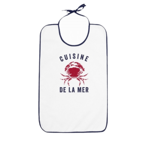Bavoir Crabe 40x60 cm 100% coton - Cuisine de la mer