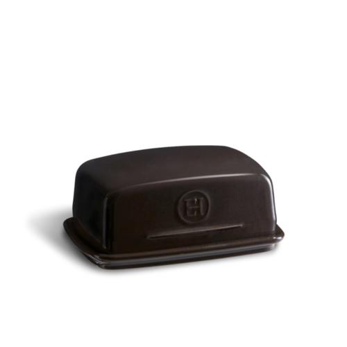 Beurrier en c&eacute;ramique 17x12 cm Gris Fusain