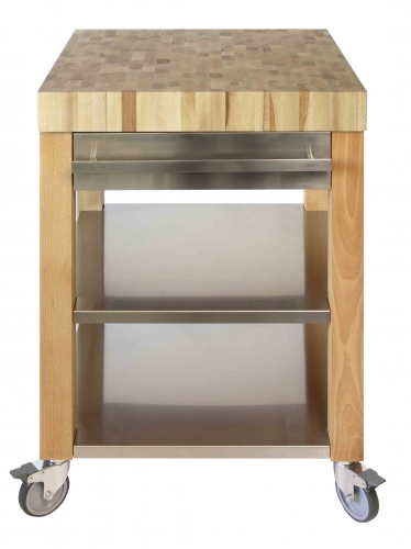 Billot de cuisine Cookmobil tiroir et étagère en inox 60 x 60 x 90 cm CM60DBIB