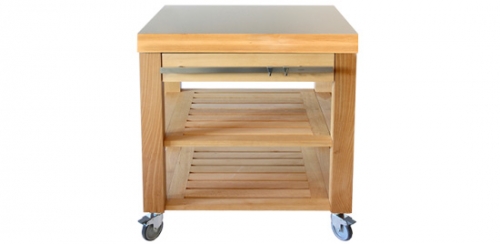 Billot de cuisine Cookmobil tiroir et étagère en inox, plan inox 60 x 60 x 90 cm