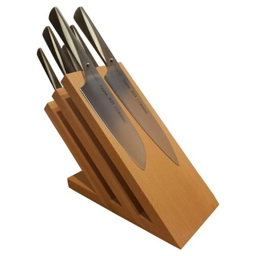 Bloc à couteaux en hêtre aimanté tout équipé de 4 ctx + 2 ctx steak TYPE302