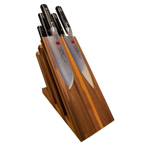 Bloc à couteaux en noyer aimanté en noyer DE 6 couteaux Kasumi Damas