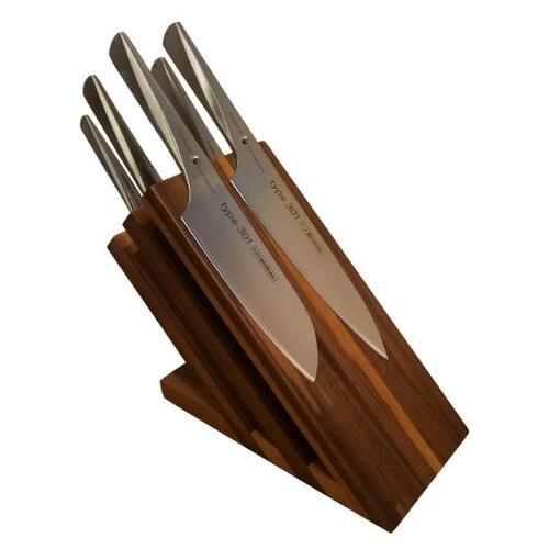 Bloc à couteaux en noyer aimanté tout équipé de 4 ctx + 2 ctx steak TYPE302