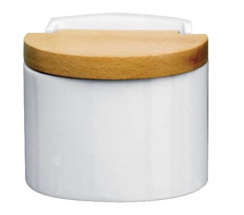 Boite &agrave; sel en porcelaine blanche seule