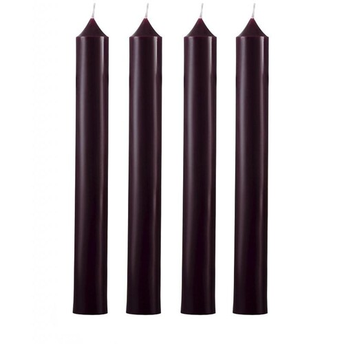 Boîte de 12 bougies de table cylindriques Aubergine