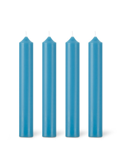 Bo&icirc;te de 12 bougies de table cylindriques Bleu Cara&iuml;bes