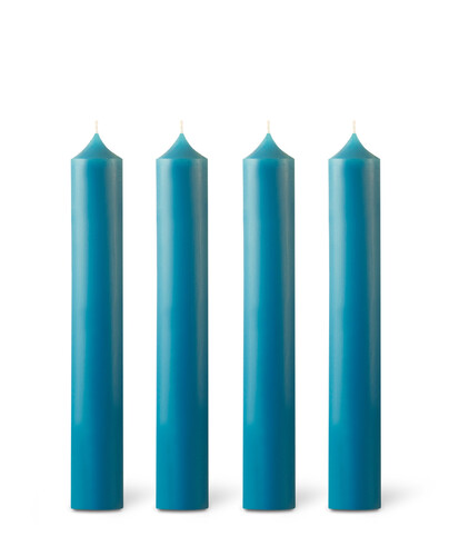 Boîte de 12 bougies de table cylindriques Menthe Bleue