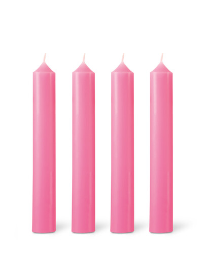 Boîte de 12 bougies de table cylindriques Rose Bonbon