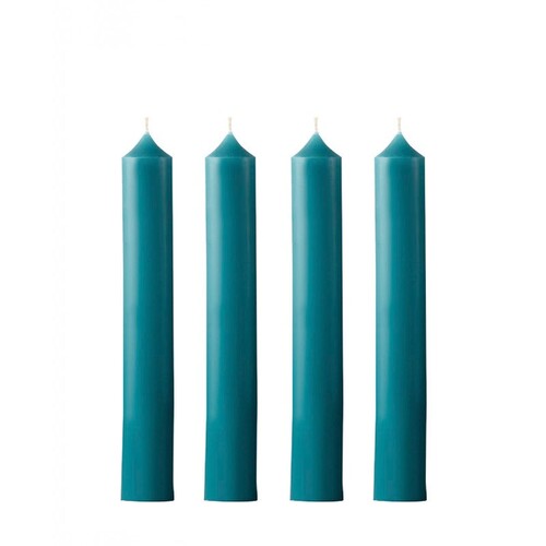 Boîte de 12 bougies de table cylindriques Turquoise