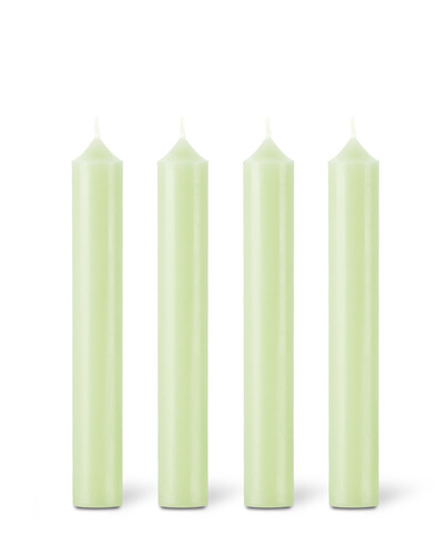 Boîte de 12 bougies de table cylindriques Vert Guimauve