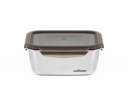 Bo&icirc;te de conservation compatible micro-onde inox rectangle 1800 ml
