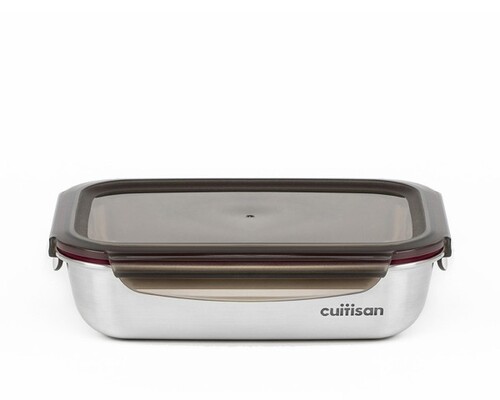 Bo&icirc;te de conservation compatible micro-onde inox rectangle 1900 ml