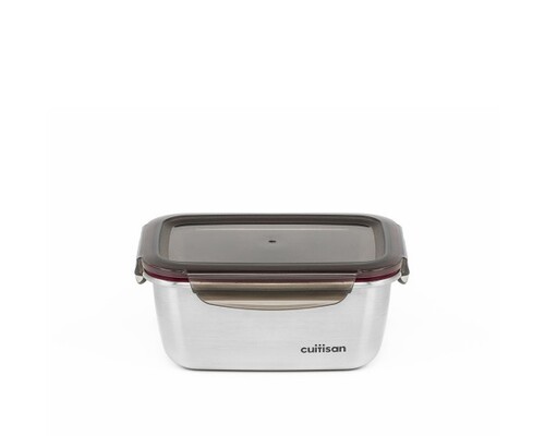 Bo&icirc;te de conservation compatible micro-onde inox rectangle 980 ml