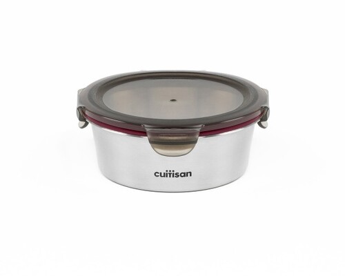 Bo&icirc;te de conservation compatible micro-onde inox ronde 640 ml