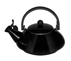 Bouilloire ZEN en acier &eacute;maill&eacute; avec sifflet et poign&eacute;e rabattable  Noir &eacute;b&egrave;ne