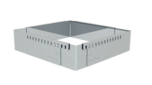 Cadre à entremets inox extensible carré gradué de 30 x 30 cm à 57 x 57 cm