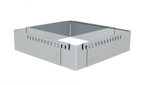 Cadre &agrave; entremets inox extensible rectangulaire gradu&eacute; de 43 x 29 cm &agrave; 56 x 84 c