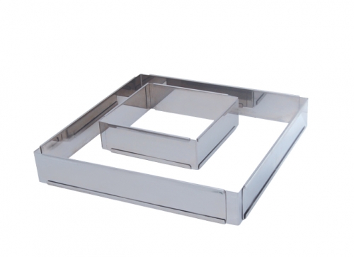 Cadre extensible inox de 16 X 16 cm extensible jusqu'à 30 X 30 cm- Hauteur 5 cm