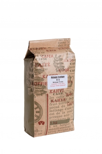 Caf&eacute; M&eacute;lange Exotique m&eacute;lange fruit&eacute;:Costa Rica/Kenya/Moka Djimmah/Colombie-1Kg