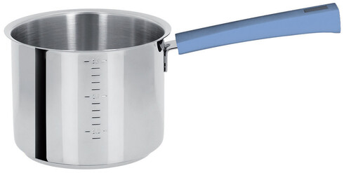 Casserole haute gradu&eacute;e 14 cm inox Mutine &agrave; poign&eacute;e fixe bleu lavande
