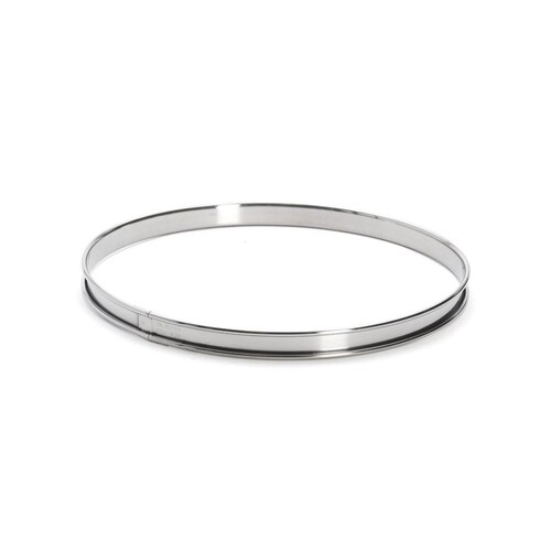 Cercle à tarte rond en inox à bord roulé H. 2 cm - Ø 28 cm