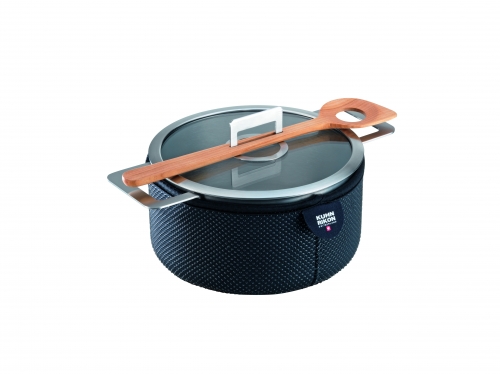 Cocotte 2l Keep hot avec couvercle verre Cuill&egrave;re  int&eacute;gr&eacute;e et enveloppe n&eacute;opr&egrave;n