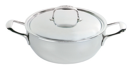 Cocotte conique avec couvercle en acier inoxydable 18 cm