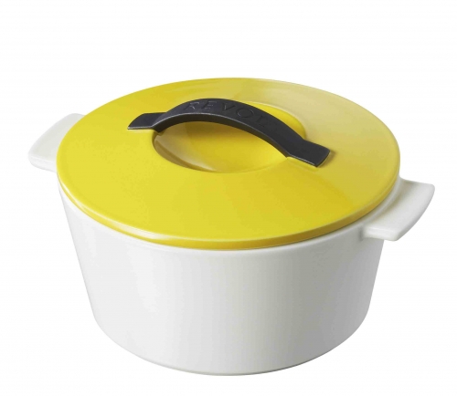 Cocotte jaune 22 cm R&eacute;volution (porcelaine tous feux dont induction) + couvercle