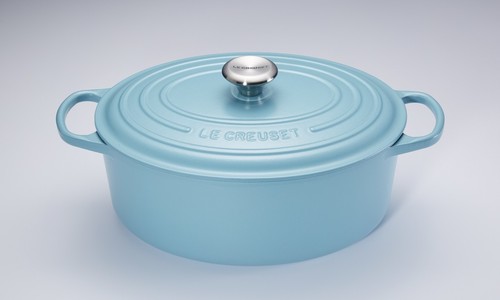 Cocotte ovale bleu riviera 31cm - bouton metal