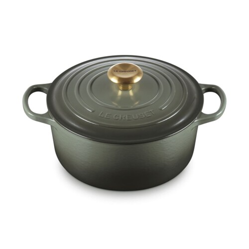 Cocotte ronde 24 cm Thym bouton dor&eacute;