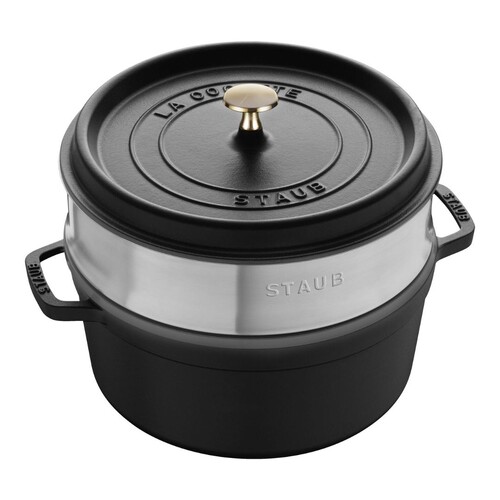 Cocotte ronde avec panier vapeur 26 cm Noir mat