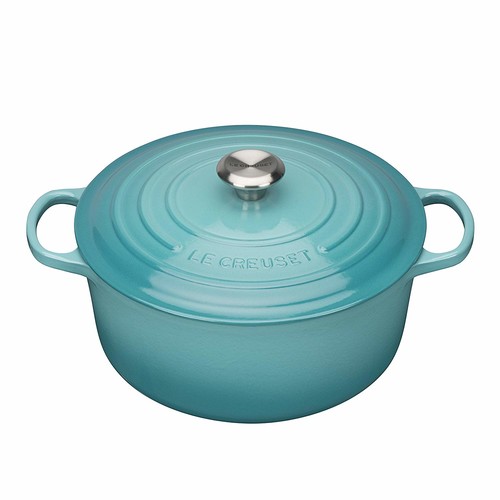 Cocotte ronde bleu riviera 28cm - bouton metal
