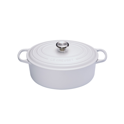 Cocotte Signature en fonte &eacute;maill&eacute;e ovale 27 cm blanc Coton