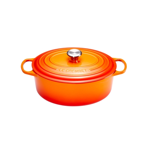 Cocotte Signature en fonte émaillée ovale 27 cm orange Volcanique