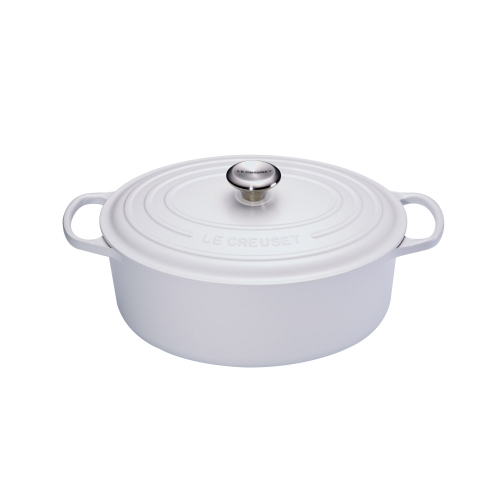 Cocotte Signature en fonte émaillée ovale 29 cm blanc Coton