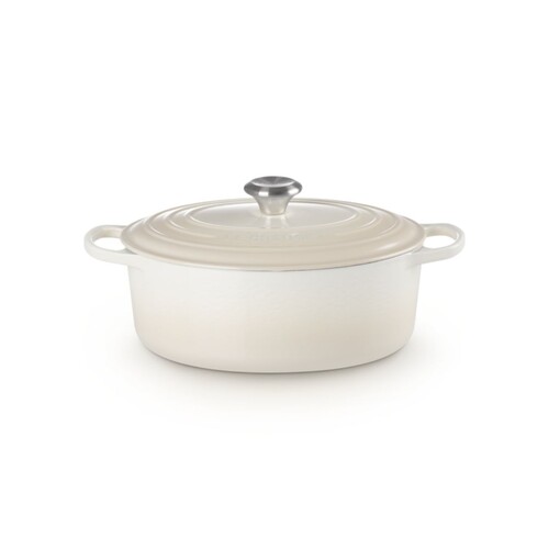 Cocotte Signature en fonte émaillée ovale 29 cm Meringue