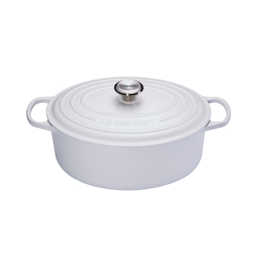 Cocotte Signature en fonte &eacute;maill&eacute;e ovale 31 cm blanc Coton