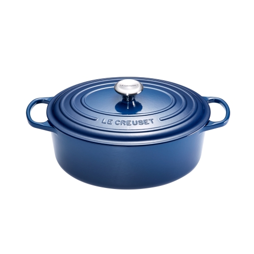 Cocotte Signature en fonte émaillée ovale 31 cm bleu Encre
