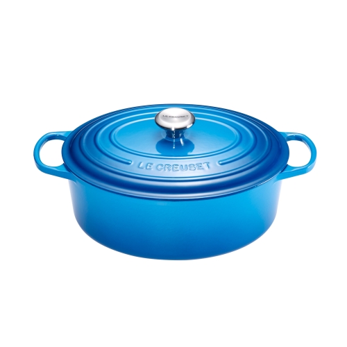 Cocotte Signature en fonte émaillée ovale 31 cm bleu Marseille