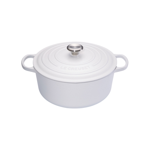 Cocotte Signature en fonte émaillée ronde 24 cm blanc Coton