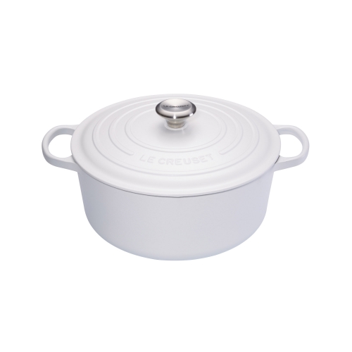 Cocotte Signature en fonte émaillée ronde 26 cm blanc Coton