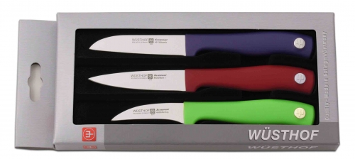 Coffret 3 couteaux à légumes manches couleur - Silverpoint Wüsthof