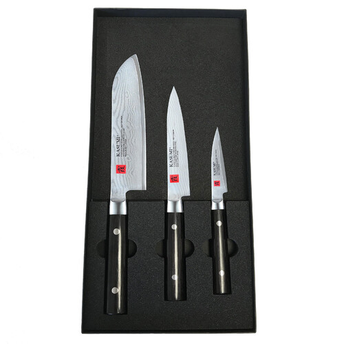Coffret 3 Couteaux (Couteau à Légumes Santoku 18  cm + Couteau Utility 15 cm Cou
