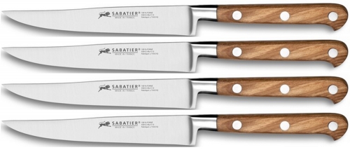 Coffret 4 couteaux à steak acier forgé "Provençao" manche en bois d'olivier