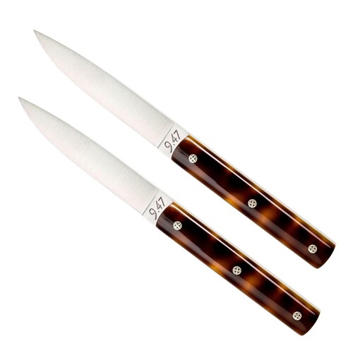 Coffret de 2 couteaux de table Perceval 9.47 manche Ecaille de tortue