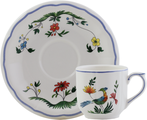 Coffret De 2 Tasses Avec Soucoupe En Faïence Café Oiseaux Du Paradis