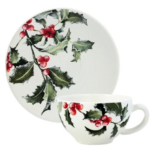 Coffret De 2 Tasses Avec Soucoupe En Fa&iuml;ence D&eacute;jeuner Holly