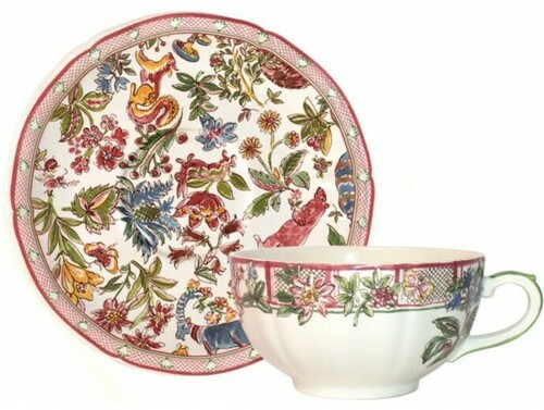 Coffret De 2 Tasses Avec Soucoupe En Fa&iuml;ence D&eacute;jeuner Jardin Imaginaire