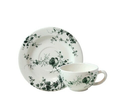 Coffret De 2 Tasses Avec Soucoupe En Fa&iuml;ence D&eacute;jeuner Les Oiseaux