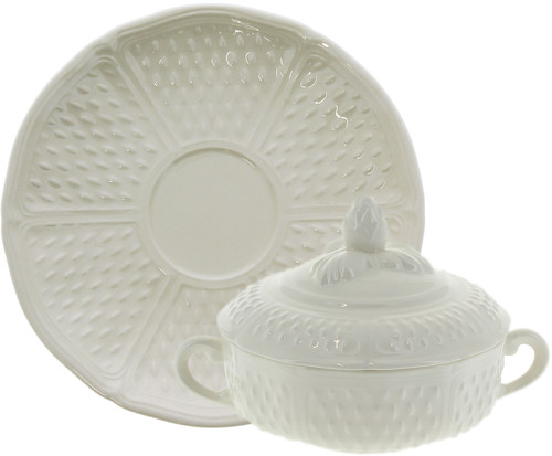Coffret De 2 Tasses Avec Soucoupe En Fa&iuml;ence  Pont Choux Blanc
